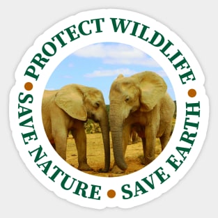 Wildlife Conservation Earth Day Blue Sky Elephants Sticker